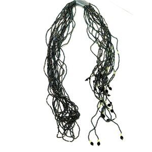 Black Iridescent Seed Bead Strands 56" Long Elegant New Years Eve